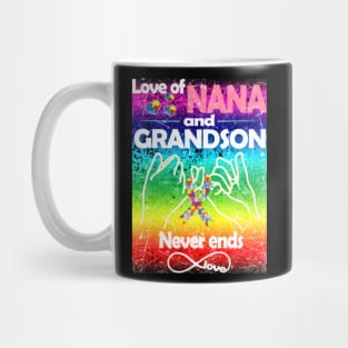 Autism Awareness T-ShirtAutism Love Of Nana And Grandson Never Ends Love Autism Awareness T-Shirt_by Gregory Mug